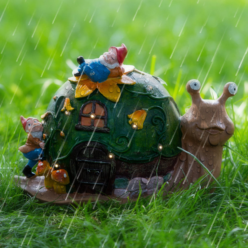 Trinx Large Outdoor Solar Snail House Statue With Gnome Lights Garden Decor Gift Reviews Wayfair